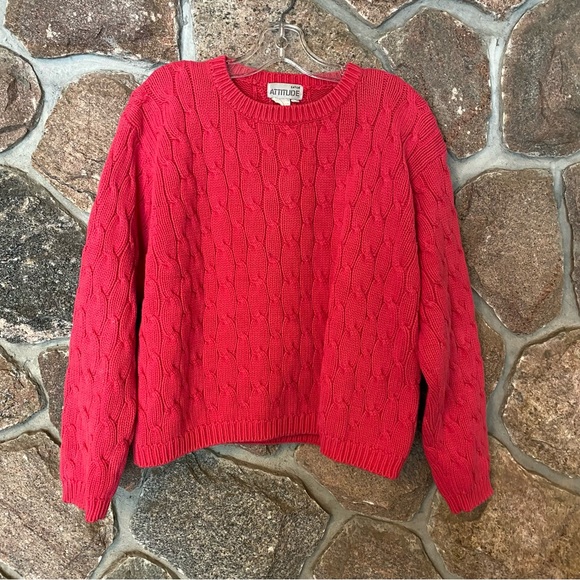🌺 Vintage 1980s Eaton brand fuchsia cotton cropped sweater. - Picture 2 of 5